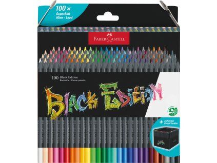 Faber-Castell Black Edition trojhranné pastelky, sada 100 barev v papírové krabičce