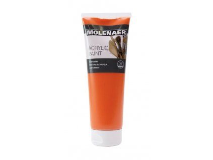 Akrylová barva Molenaer 250 ml, odstín oranžová, vysoký podíl pigmentu, vodou ředitelná