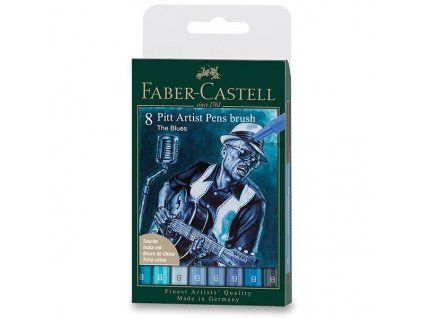 Faber-Castell Pitt Artist Pen Brush The Blues, sada 8 popisovačů v modrých odstínech