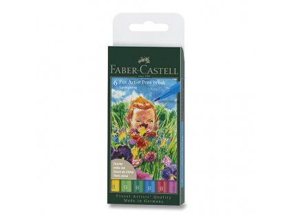 Faber-Castell Pitt Artist Pen Brush sada 6 ks Springtime, štětcový hrot pro lettering a ilustrace