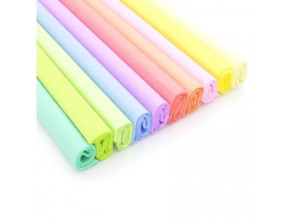 Stepa pastelový krepový papír 200 x 50 cm, sada 10 barev pro výtvarné a aranžérské práce