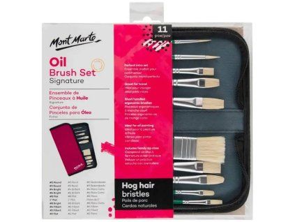 Mont Marte sada 10 štětinových štětců white bristle v cestovním pouzdře na zip
