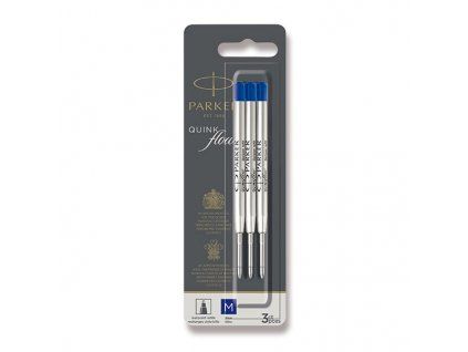 Náplň QuinkFlow Parker do kuličkových per, modrý inkoust, střední hrot M 1,0 mm, sada 3 ks