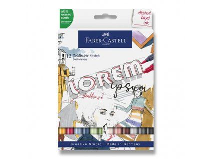 Faber-Castell Goldfaber Sketch Dual Marker, sada 12 barev, alkoholový inkoust