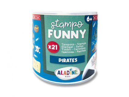 Sada 21 gumových razítek Aladine Stampo Funny s pirátskou tematikou na pěnové gumě