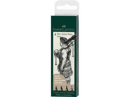 Faber-Castell Pitt Artist Pens sada 4 ks, hroty 1,5 mm, C, B, FM, černý inkoust