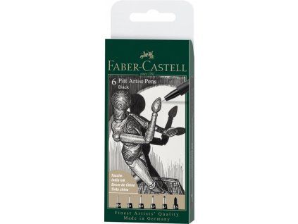 Faber-Castell Pitt Artist Pens sada 6 ks, různé hroty, černý inkoust, pro skicování