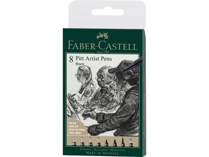 Faber-Castell Pitt Artist Pens sada 8 ks, různé hroty, černý inkoust pro skicování