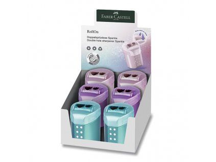 Faber-Castell ořezávátko RollOn Sparkle se zásobníkem a dvěma otvory, různé barvy