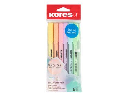 Kores Pastel Pen sada 6 kuličkových per s pastelově barevnými trojúhelníkovými těly