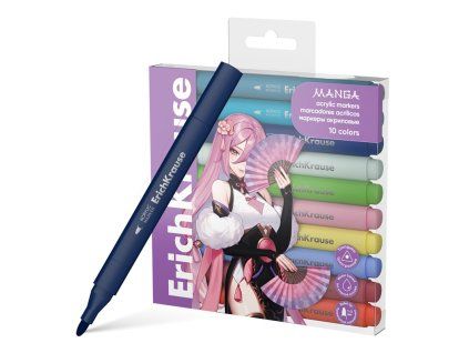 Akrylové fixy ErichKrause ART SPIRIT Manga s kulatým hrotem, sada 10 barev