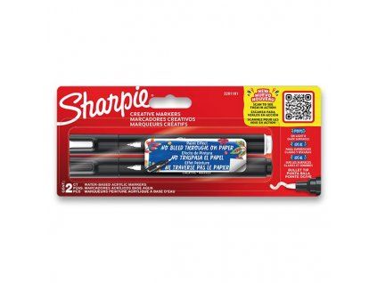 Akrylové popisovače Sharpie sada 2 ks, černý a bílý, hrot 2,5 mm