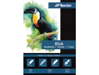 Leniar Marker blok hladkých papírů A4, 200 g/m2, 20 listů, lepená vazba