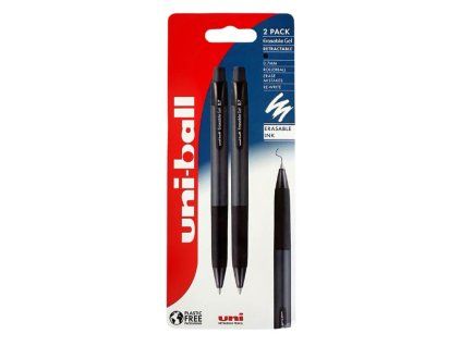 UNI Erasable Gel stiskací gumovací gelové pero černé, balení 2 ks v blistru