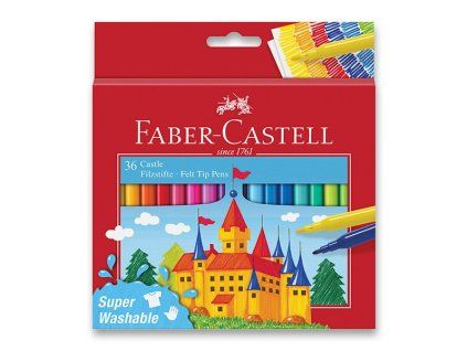 Faber-Castell dětské fixy sada 36 zářivých barev se silným odolným hrotem, papírový přebal