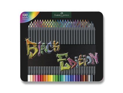 Faber-Castell Black Edition trojhranné pastelky, sada 100 barev v plechové krabičce