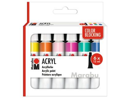 Marabu Acrylic Paints sada 6 x 12 ml, téma Color Blocking, akrylové barvy