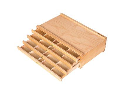 Meeden dřevěný organizér na výtvarné potřeby, 4 zásuvky, rozměry 25,5 × 11,5 × 40 cm