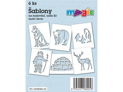 Magic papírové šablony sada E2 Sever, 6 motivů pro kreativní dekorování