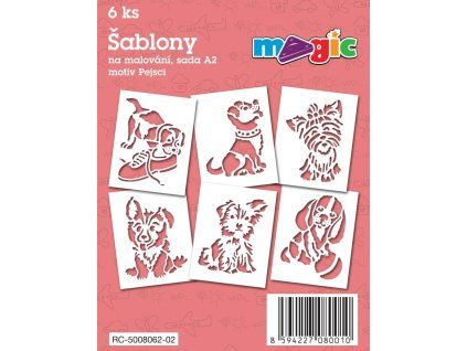 Magic papírové šablony sada 6 ks, motiv Pejsci, formát A2 pro kreativní tvoření