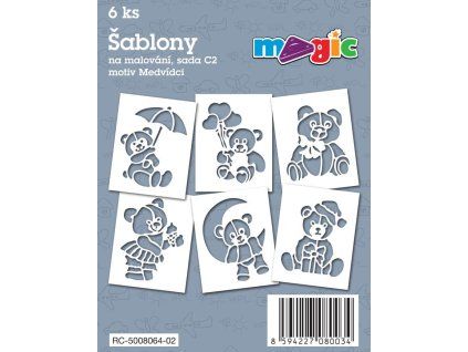 Magic papírové šablony sada C2 Medvídci, 6 motivů pro dekorování a kreativní tvorbu