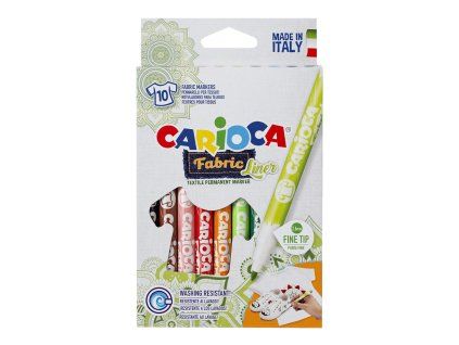 Sada 10 tenkých textilních fixů Carioca v zářivých barvách pro kreslení na látku