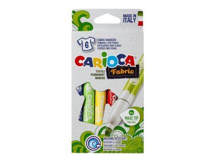 Sada 6 textilních fixů Carioca s maxi hrotem 6 mm, permanentní barvy na látku