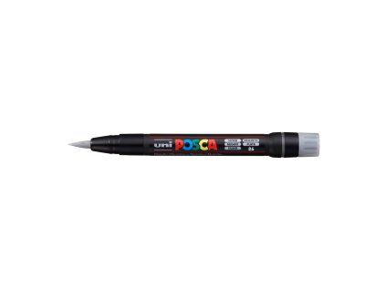Uni POSCA PCF-350 akrylový fix se štětcovým hrotem 1-8 mm, odstín stříbrná