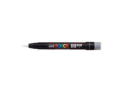 Uni POSCA PCF-350 akrylový fix se štětcovým hrotem, bílá barva, krycí inkoust