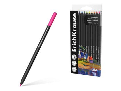 Sada 12 pastelek ErichKrause Art Spirit v černém dřevě, měkká tuha 3 mm