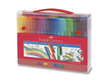 Faber-Castell Connector sada 60 dětských fixů v plastovém kufříku se spojovacími klipy