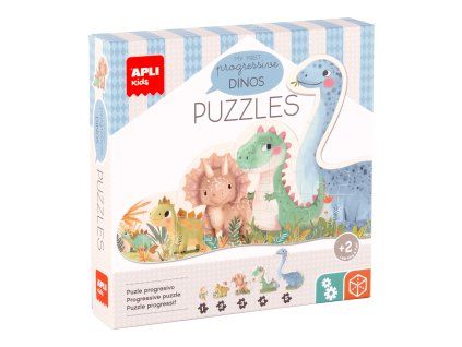 APLI Edukační puzzle Dinosauři, progresivní sada 5 motivů s 15 dílky pro děti od 2 let