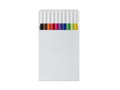 Uni EMOTT fineliner sada 10 základních barev, jehlový hrot 0,4 mm, japonské popisovače