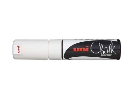 Uni Chalk Marker PWE-8K, bílý křídový popisovač se šířkou stopy 8 mm