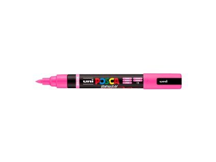 Akrylový popisovač Uni Posca PC-5BR se štětcovým hrotem, stopa 1-4 mm, odstín růžová 13