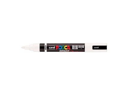 Uni Posca PC-5BR akrylový popisovač se štětcovým hrotem, stopa 1-4 mm, bílá barva