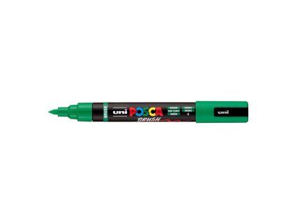 Uni Posca PC-5BR akrylový popisovač, zelená 6, štětcový hrot, stopa 1-4 mm
