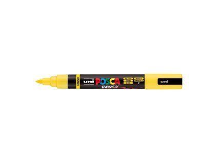 Uni Posca PC-5BR akrylový popisovač se štětcovým hrotem, stopa 1-4 mm, žlutý odstín 2