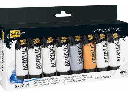 Sada strukturovacích past a gelů Kreul Solo Goya, 8 tub po 20 ml, různé efekty