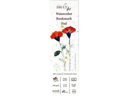 SM.LT Art akvarelový papír na záložky 6×20 cm, 100% bavlna, 300 g/m2, Cold Press, 20 listů