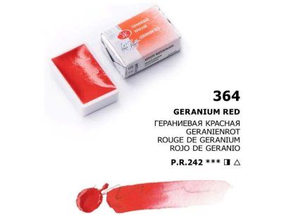 White Nights akvarelová barva 2,5 ml Geranium Red 364, granulující pigment P.V.15
