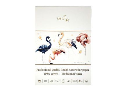 Profesionální akvarelový blok A3 SM.LT Art, 300 g/m2, 10 listů, 100% bavlna, rough povrch