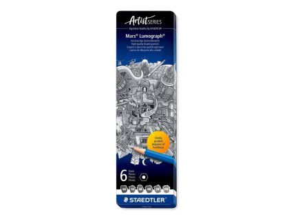 Staedtler Mars Lumograph 100 G6, sada 6 grafitových tužek v kovovém pouzdře