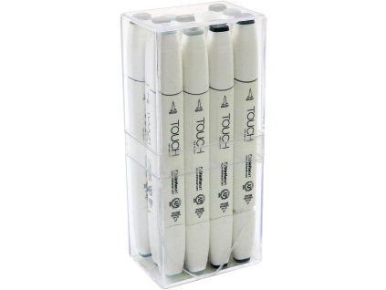 ShinHan Art TOUCH Twin Brush Marker, sada 12 designérských fixů v šedých odstínech