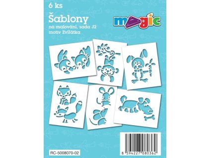 Magic papírové šablony 6 ks sada J2 ZVÍŘÁTKA III, formát 11×14 cm, karton 220 g/m2
