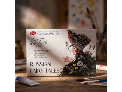 Nevskaya Palitra White Nights Russian Fairy Tales, sada 12 akvarelových barev po 2,5 ml