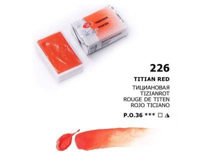 White Nights Titian Red 226 granulující akvarelová barva v pánvičce 2,5 ml, Nevskaya Palitra