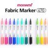 Monami Fabric Marker Brush tmavě modrá, ukázka stopy štětcového hrotu na textilu