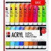 Sada 18 tub akrylových barev Marabu Acryl Color 36 ml, základní odstíny Basic