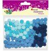 Bambulky pompom Titanum 10 mm, modrý mix 120 kusů pro kreativní tvoření